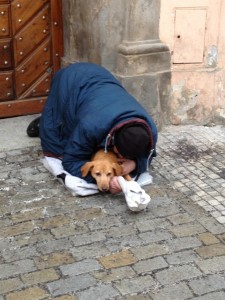 Beggar with dog